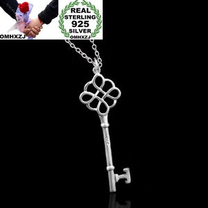 Party Gift Silver Hollow Key 925 Sterling Silver Charm Pendant Necklace