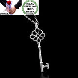Party Gift Silver Hollow Key 925 Sterling Silver Charm Pendant Necklace