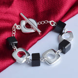 925 Sterling Silver Bracelet with Agate for Party Gift