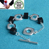 925 Sterling Silver Bracelet with Agate for Party Gift