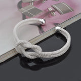 925 Sterling Silver Mesh Tie Cuff Bangle Bracelet
