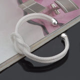 925 Sterling Silver Mesh Tie Cuff Bangle Bracelet
