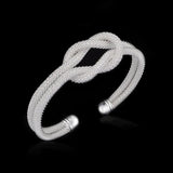 925 Sterling Silver Mesh Tie Cuff Bangle Bracelet