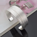 925 Silver Cuff Bangle BR143 - Personality OL Woman Girl Party Gift