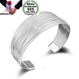 925 Silver Cuff Bangle BR143 - Personality OL Woman Girl Party Gift