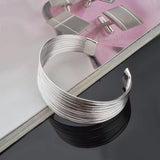925 Silver Cuff Bangle BR143 - Personality OL Woman Girl Party Gift