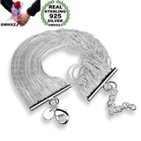 925 Sterling Silver Thin Lines Chain Bracelet
