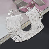 925 Sterling Silver Thin Lines Chain Bracelet