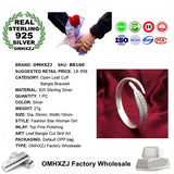 Leaf 925 Sterling Silver Cuff Bangle Bracelet