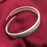 Leaf 925 Sterling Silver Cuff Bangle Bracelet