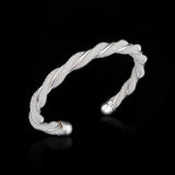 Twisted 925 Sterling Silver Cuff Bangle Bracelet