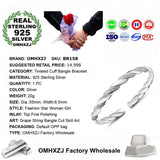 925 Sterling Silver Cuff Bangle Bracelet, Elegant Twisted Design