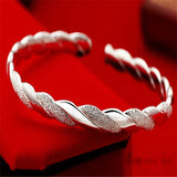 925 Sterling Silver Cuff Bangle Bracelet, Elegant Twisted Design