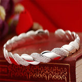 925 Sterling Silver Cuff Bangle Bracelet, Elegant Twisted Design