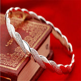 925 Sterling Silver Cuff Bangle Bracelet, Elegant Twisted Design
