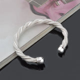Twisted 925 Sterling Silver Cuff Bangle Bracelet