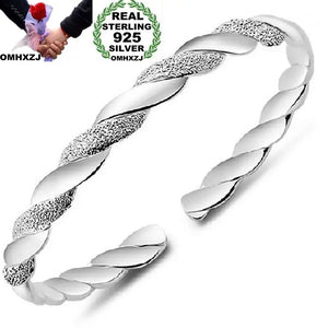 925 Sterling Silver Cuff Bangle Bracelet, Elegant Twisted Design