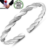 925 Sterling Silver Cuff Bangle Bracelet, Elegant Twisted Design
