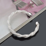 Twisted 925 Sterling Silver Cuff Bangle Bracelet