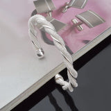 Twisted 925 Sterling Silver Cuff Bangle Bracelet