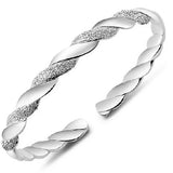 925 Sterling Silver Cuff Bangle Bracelet, Elegant Twisted Design