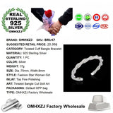 Twisted 925 Sterling Silver Cuff Bangle Bracelet