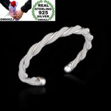 Twisted 925 Sterling Silver Cuff Bangle Bracelet