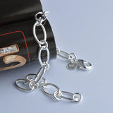 925 Sterling Silver Oval Circles Chain Bracelet