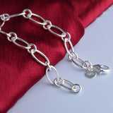 925 Sterling Silver Oval Circles Chain Bracelet