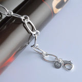 925 Sterling Silver Oval Circles Chain Bracelet