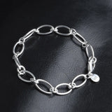 925 Sterling Silver Oval Circles Chain Bracelet