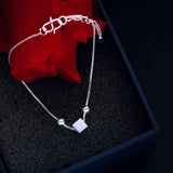 925 Silver Square Round Beads Thin Bracelet BR93