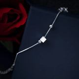 925 Silver Square Round Beads Thin Bracelet BR93