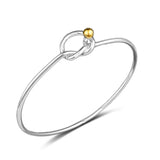 925 Silver & 18KT Cuff Bangle Bracelet BR183