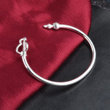 OMHXZJ 925 Sterling Silver 18KT Cuff Bangle Bracelet BR182