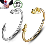 OMHXZJ 925 Sterling Silver 18KT Cuff Bangle Bracelet BR182