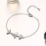 Fish Bone Zircon 925 Silver Bracelet
