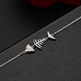 Fish Bone Zircon 925 Silver Bracelet