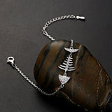 Fish Bone Zircon 925 Silver Bracelet