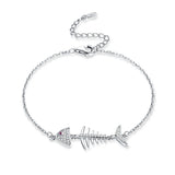 Fish Bone Zircon 925 Silver Bracelet