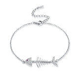 Fish Bone Zircon 925 Silver Bracelet