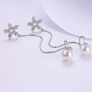 Star Pearl Long 925 Silver Earrings Ear Line YE264