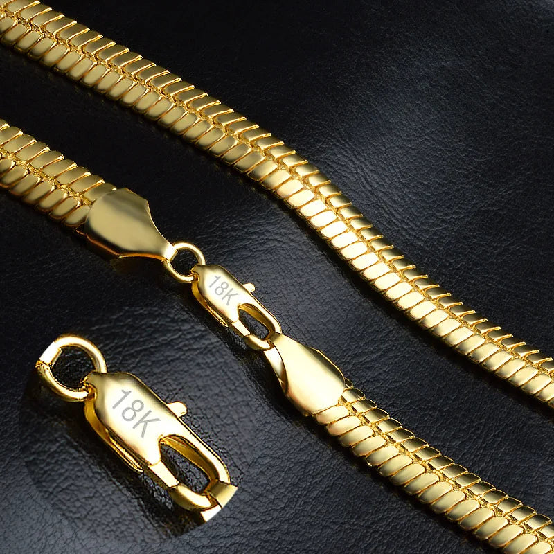 Flat Snake Chain Necklace 18KT Wedding Gift