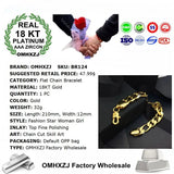 OMHXZJ Party Wedding Gift Flat Chain 18KT Bracelet
