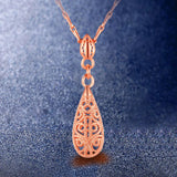 18KT Rose Pendant Necklace Gift for Wedding with Water Drop Rose Design