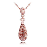 18KT Rose Pendant Necklace Gift for Wedding with Water Drop Rose Design