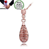 18KT Rose Pendant Necklace Gift for Wedding with Water Drop Rose Design