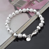Sterling Silver Bracelet 8mm Beads Chain for Parties Weddings