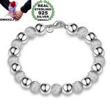 Sterling Silver Bracelet 8mm Beads Chain for Parties Weddings