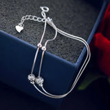 925 Silver Bracelet with Two Lines of Beads